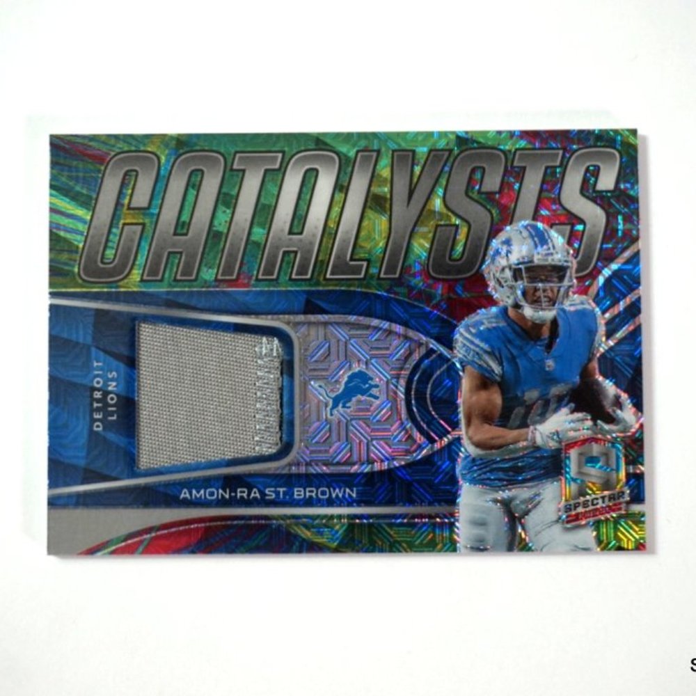 2022 Panini Spectra Amon-Ra St Brown Catalysts Patch #'d /25 LIONS!  NM/MT